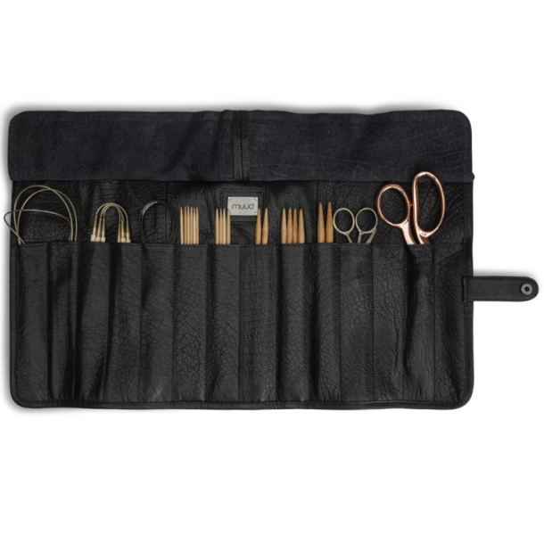 Muud Bea Etui til Strikkepinde - Lder, Sort