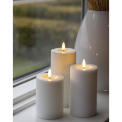 LED bloklys, hvid, 3 pak inkl. fjernbetjening