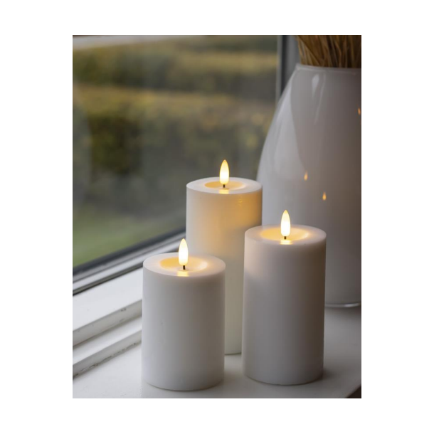 LED bloklys, hvid, 3 pak inkl. fjernbetjening