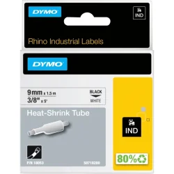Dymo Tape Rhino 9 mm x 1,5 m Krympeflex Sort/Hvid