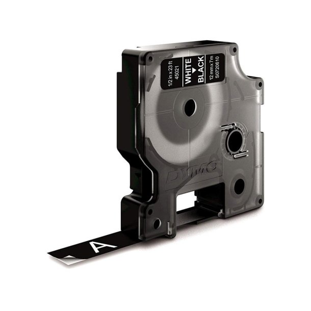 Dymo Tape D1 12mmx7m hvid/sort