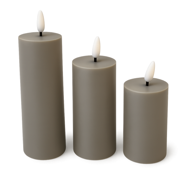LED blockljus - utomhus (dia 5,2 cm) sand, 3-pack inkl.fj�rrkontroll