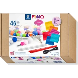 Staedtler FIMO modelleringsler Soft Basis XXL m/vrktj , 46 dele