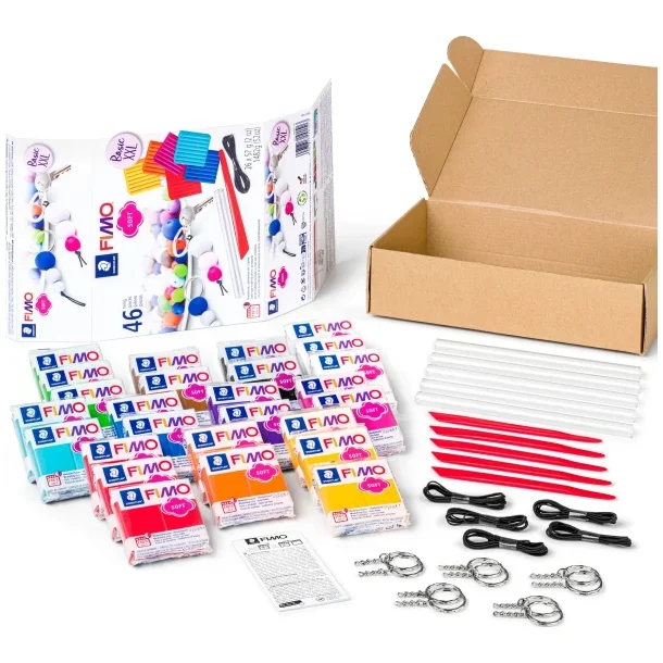 Staedtler FIMO modelleringsler Soft Basis XXL m/vrktj , 46 dele