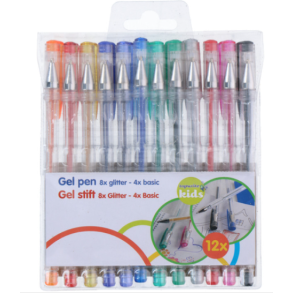 Creative Kids Gel kuglepenne - 12 stk, Glitter
