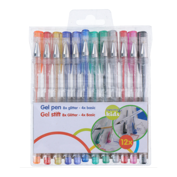 Creative Kids Gel kuglepenne - 12 stk, Glitter