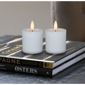 LED mini bloklys, 4,8x5 cm, hvid, 2 stk m. timer