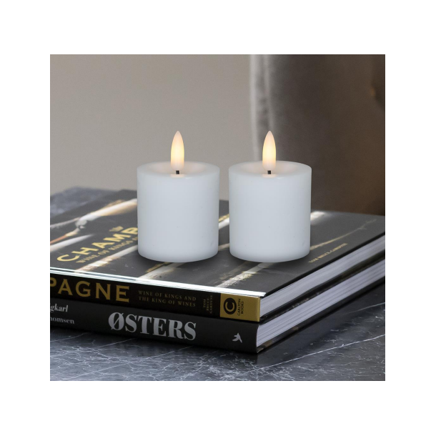 LED mini bloklys, 4,8x5 cm, hvid, 2 stk m. timer