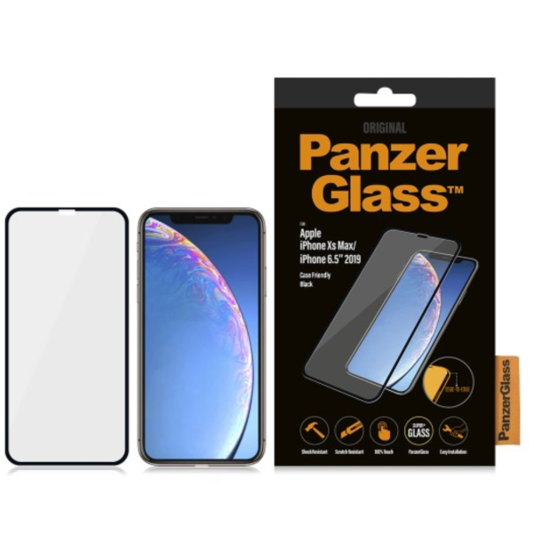 PanzerGlass skrmbeskyttelse iPhone Xs Max/11 Max - sort, Case Friendly