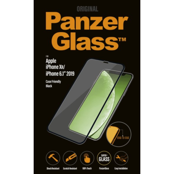 PanzerGlass skrmbeskyttelse iPhone XR/11R - sort, Case Friendly