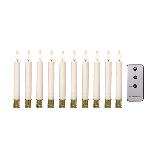LED Juletrslys (special sokkel til Georg Jensen), hvid, 10 stk. inkl. fjernbetjening