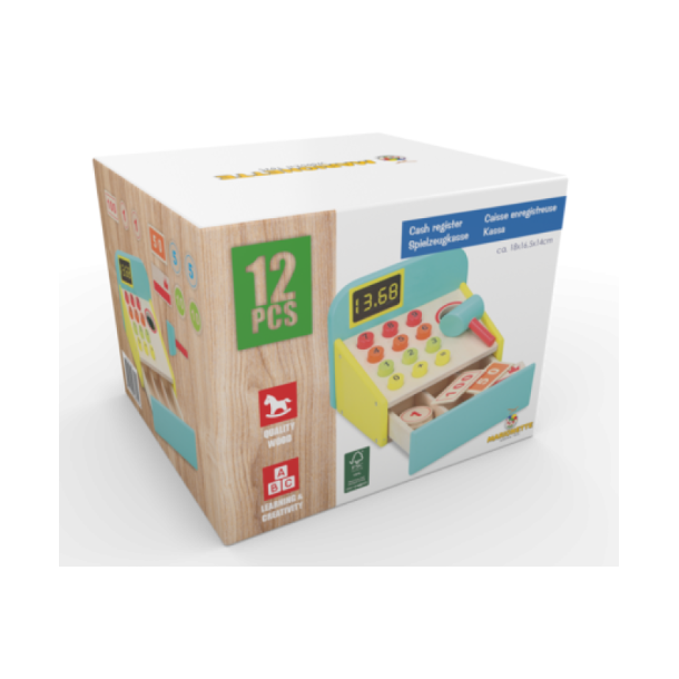 Marionette Kasseapparat i tr, 12 dele