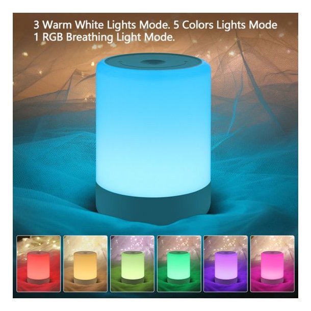 Lippa baby natlampe med farver, touch funktion og batteri, Hvid