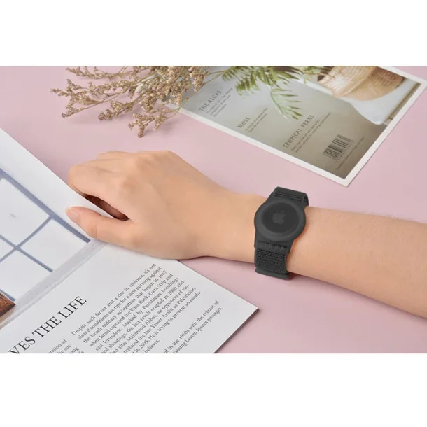 Lippa nylon handledsrem fr AirTag och Smart Finder, svart