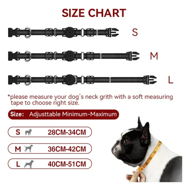 Lippa hundhalsband fr AirTag och Smart Finder, 2834 cm, Small, svart