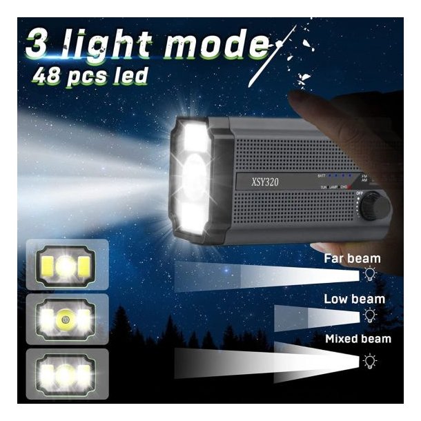 Lippa FM Ndradio / Solcelle Powerbank 4.500 mAh, sort