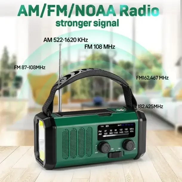 Lippa FM Ndradio / Solcelle Powerbank 10.000 mAh, grn