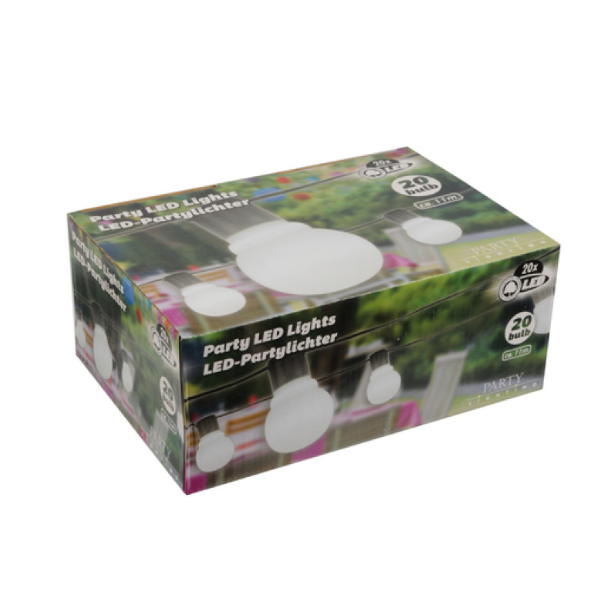 Party Lighting LED lyskde med 20 LED,11 m, hvid