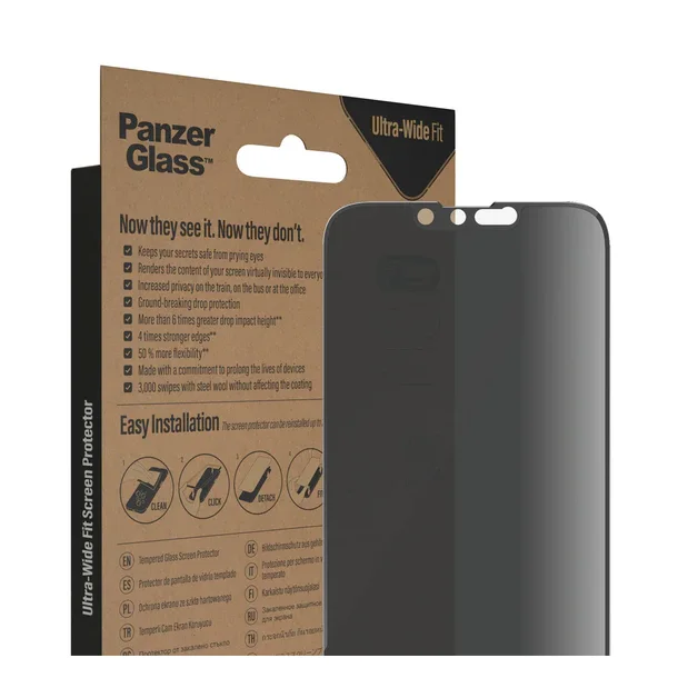 PanzerGlass skrmbeskyttelse iPhone 14 Pro Max - Ultra-Wide Fit, Privacy