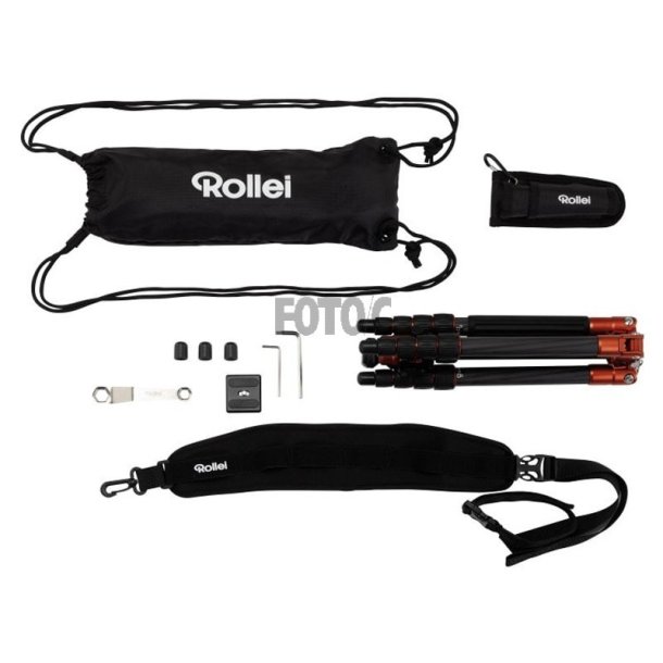 Rollei Compact Traveler No.1 Carbon tripod kamerastativ - Carbon Orange