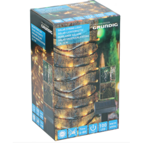 Grundig solcelle lyskde med 100 LED, 10 m