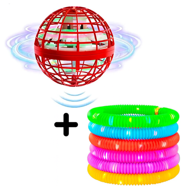 Flynova PRO - Flying Spinner ball, rd + 8 x Pop Flash Tubes