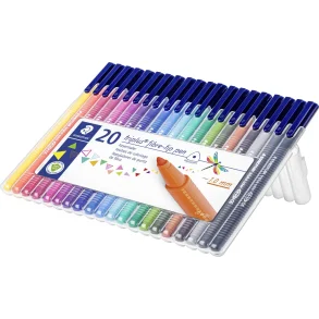 Staedtler Triplus fiberpenne, Ergonomisk trekantet form, 1 mm, 20 stk