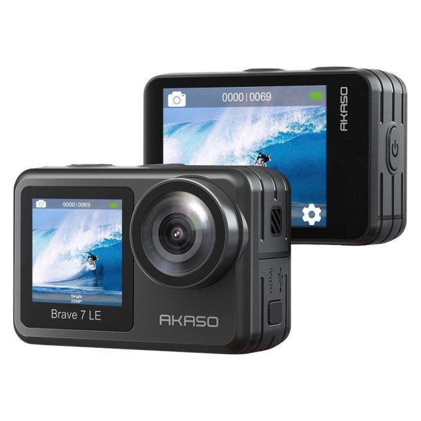 AKASO Brave 7 LE Dobbeltskrm Action Kamera 4K/30fps - IPX7 Vandtt