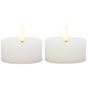 LED fyrfadslys (store) i stearin, hvid, 2 stk