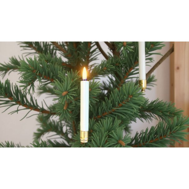 LED Juletrslys (passer til Georg Jensen), hvid, 10 stk. med justerbar klips og fjernbetjening