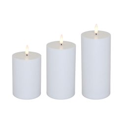 LED bloklys - udendørs, hvid, 3-pak, inkl. fjernbetjening